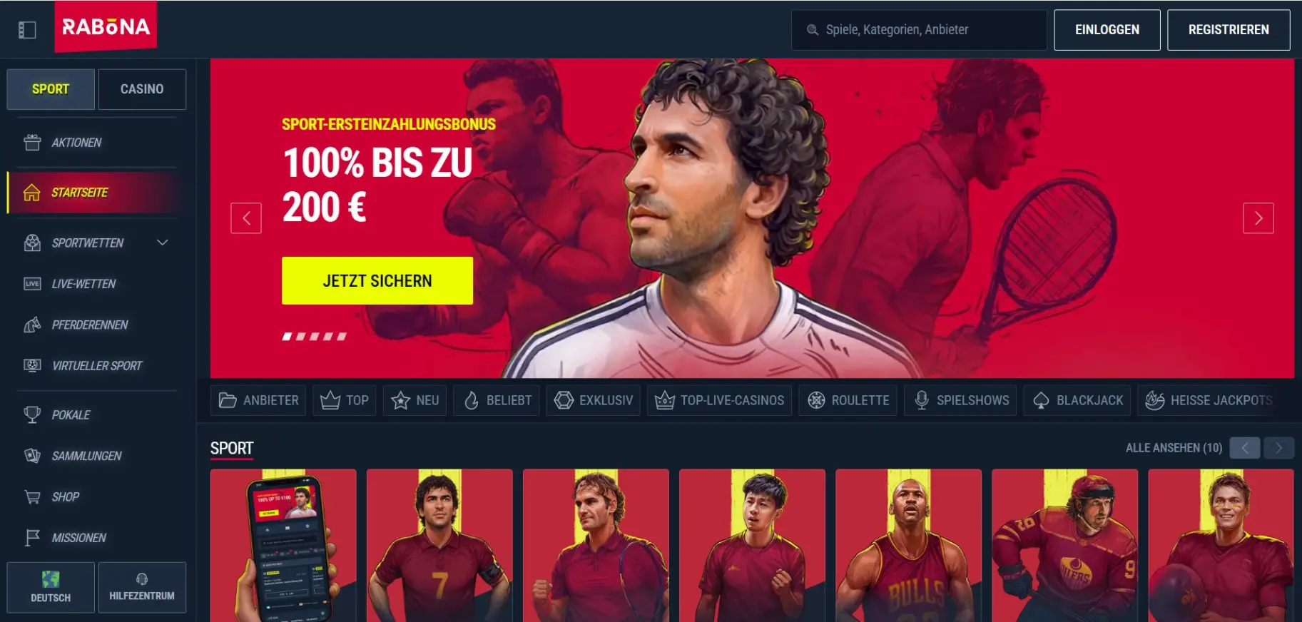 Rabona Casino Screen